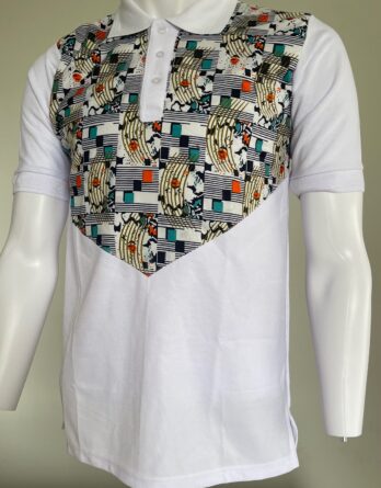 Polo personnalisé Blanc pagne motifs light