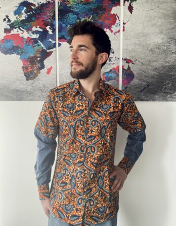 Chemise personnalisée orange bleu